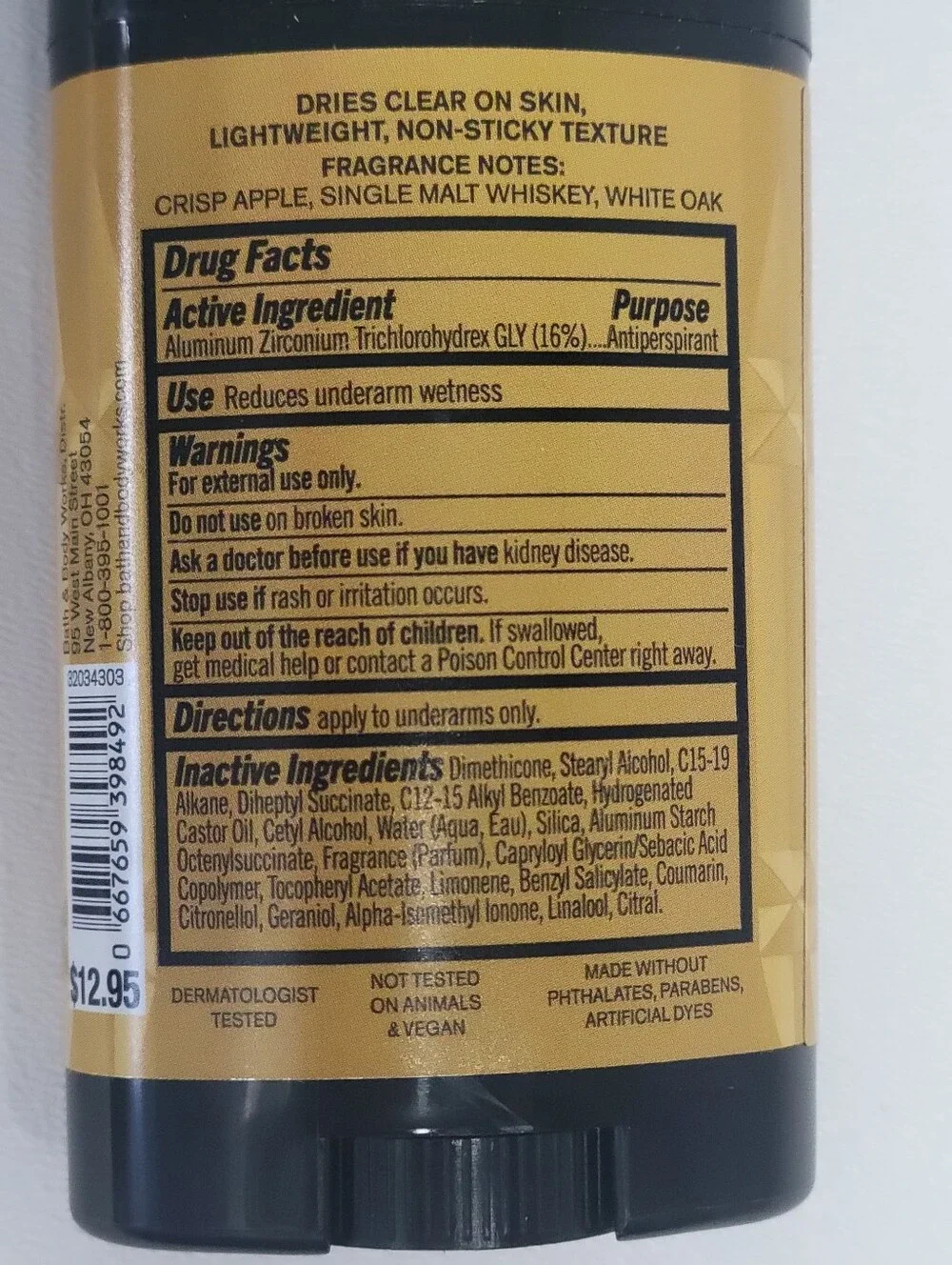 Bath & Body Works Whiskey Reserve Antiperspirant Deodorant NEW